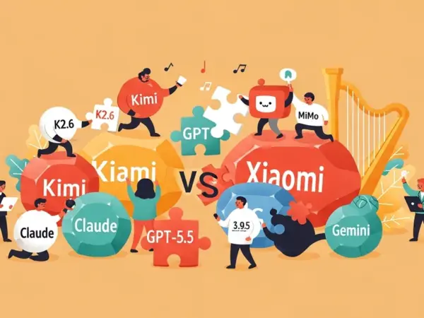 Editorial illustration for: Kimi K2.6 and Xiaomi MiMo Beat Claude, GPT-5.5, Gemini in Word Gem Puzzle Coding Tournament