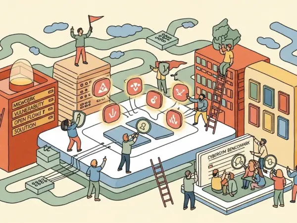 Editorial illustration for: Microsoft's MDASH Uses 100+ AI Agents to Find Windows Vulnerabilities, Tops CyberGym Benchmark