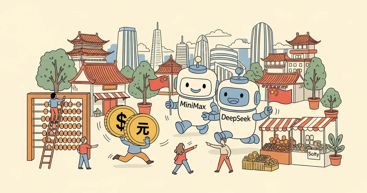 Editorial illustration for: MiniMax Plans China IPO, Sets Up Local-Rival Race With DeepSeek