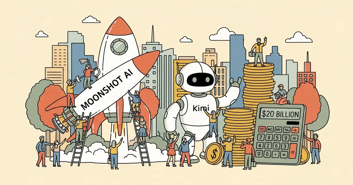 Editorial illustration for: Moonshot AI, Maker of Kimi, Hits $20 Billion Valuation in Meituan-Led Round