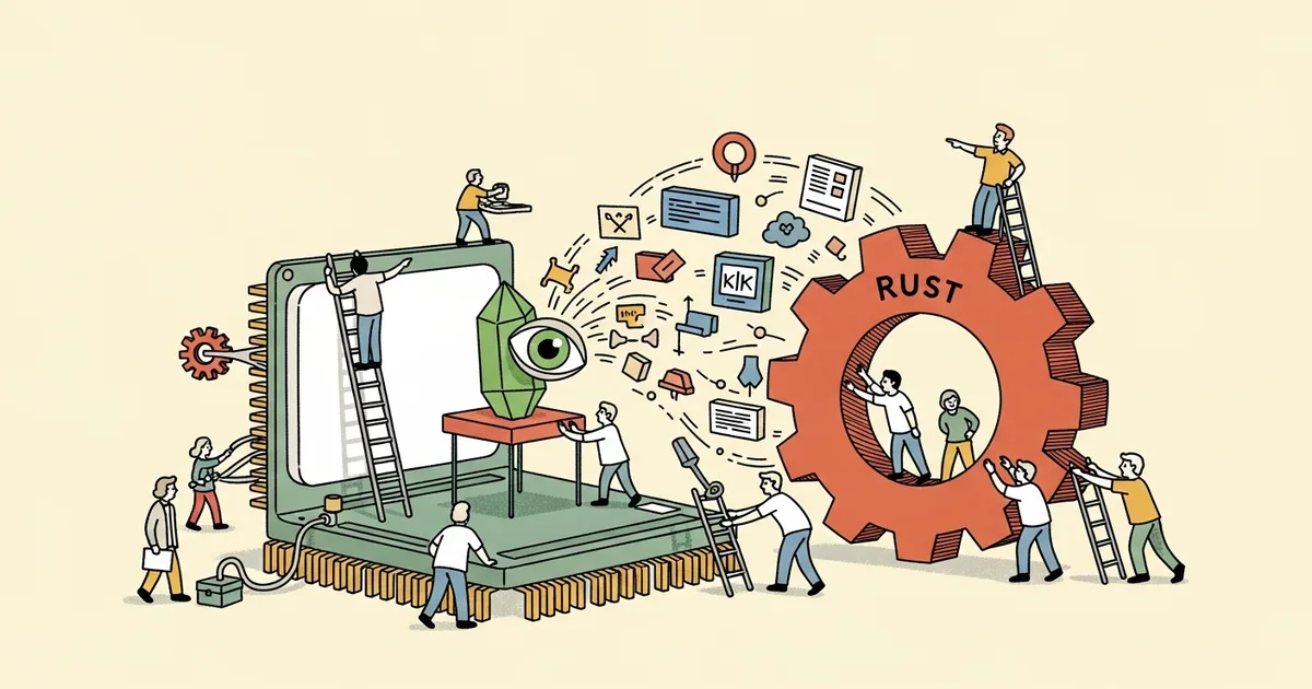 Editorial illustration for: NVIDIA Releases cuda-oxide: Experimental Rust-to-CUDA Compiler Backend Compiling SIMT Kernels Dir
