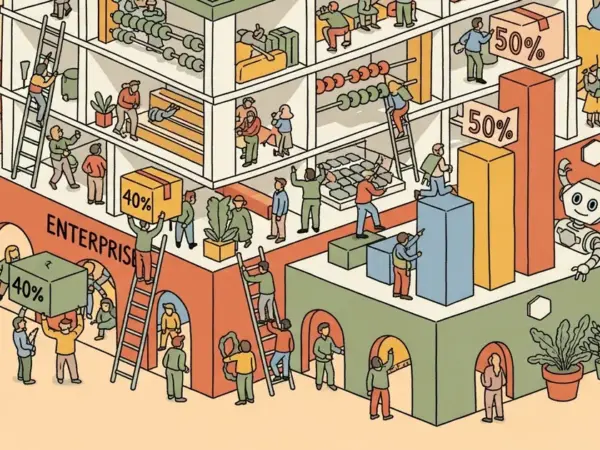 Editorial illustration for: OpenAI CRO Says Enterprise Now 40% of Revenue, Forecasts 50% by Year-End