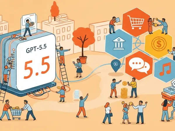 Editorial illustration for: OpenAI Releases GPT-5.5, Pushing Closer to Super-App Strategy