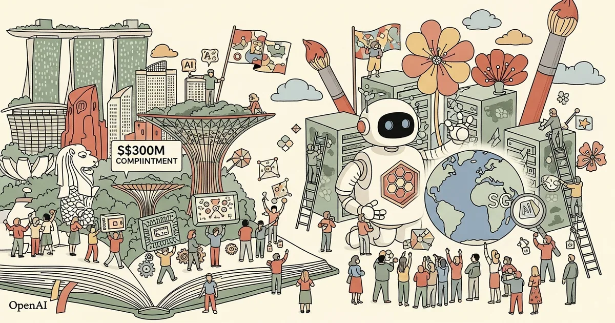 Editorial illustration for: OpenAI Launches Singapore Initiative with S$300M Commitment and First Applied AI Lab Outside US