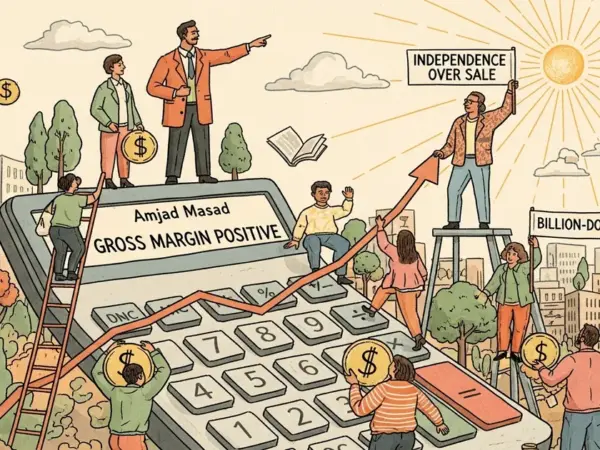 Editorial illustration for: Replit's Amjad Masad: 'Gross Margin Positive' on Path to Billion-Dollar ARR, Independence Over Sa