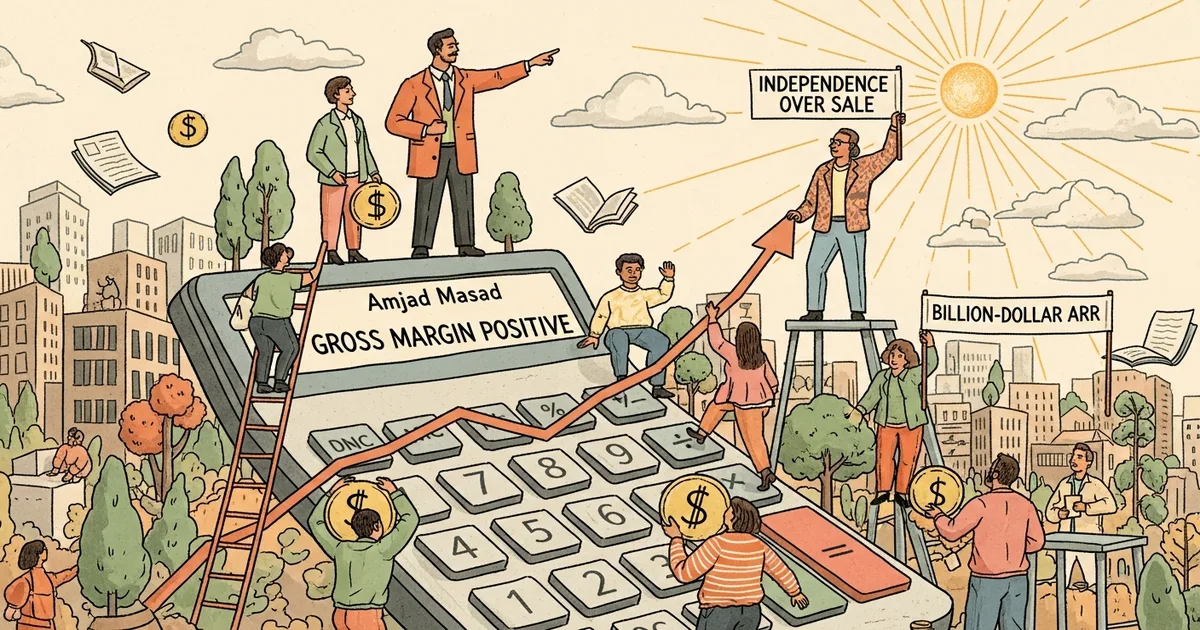 Editorial illustration for: Replit's Amjad Masad: 'Gross Margin Positive' on Path to Billion-Dollar ARR, Independence Over Sa
