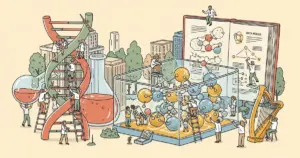 Editorial illustration for: SandboxAQ Brings Quantum Drug-Discovery Models to Claude via Anthropic Integration
