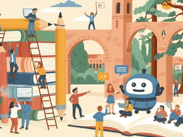 Editorial illustration for: Stanford's First ChatGPT Class Reflects on a Campus Culture of 'Just a Little Bit of Fraud'