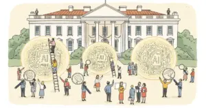 Editorial illustration for: White House Considering Federal Pre-Release Review of New AI Models, NYT Reports