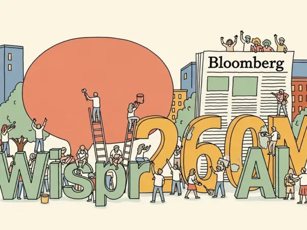 Editorial illustration for: Wispr AI in Talks to Raise $260M at $2 Billion Valuation, Bloomberg Reports