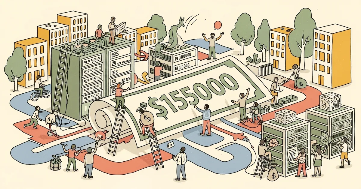 Editorial illustration for: AI Infrastructure Bonds Just Hit $155 Billion — 45% More Than All of 2025