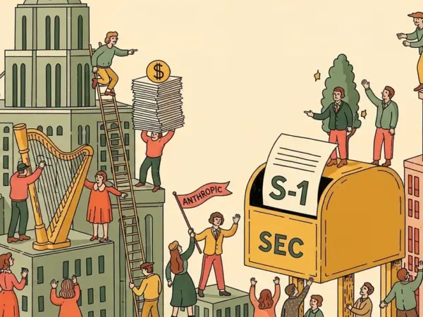 Editorial illustration for: Anthropic Beat OpenAI to the SEC: Confidential S-1 Filed at $965 Billion