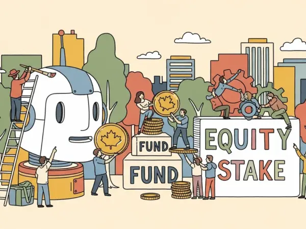 Editorial illustration for: Canada to Fund and Take Equity Stakes in AI Startups