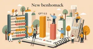 Editorial illustration for: A New Benchmark Exposed a 16-Point Gap Between GPT-5.5 and Claude