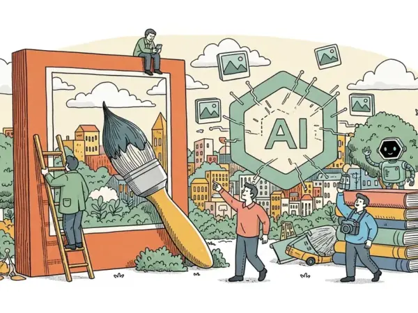 Editorial illustration for: Getty Images Stock Surges After OpenAI Deal to Show Photos in ChatGPT