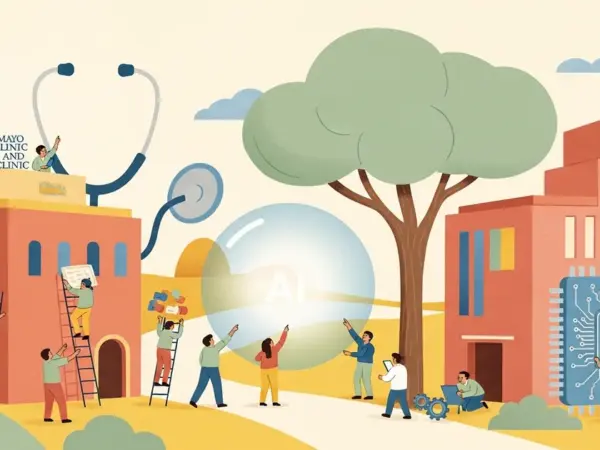 Editorial illustration for: Mayo Clinic and Microsoft Are Building a Frontier AI Model for Healthcare