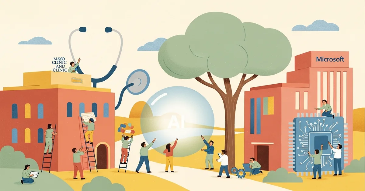 Editorial illustration for: Mayo Clinic and Microsoft Are Building a Frontier AI Model for Healthcare
