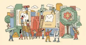 Editorial illustration for: OpenAI Steps Back From Full Automation, Pitches a Human-AI 'Tandem'