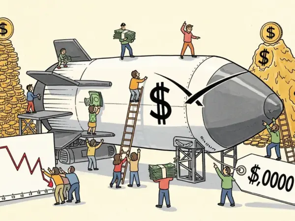 Editorial illustration for: SpaceX Lost $4.28 Billion in Q1 2026 — And Still Wants $1.75 Trillion