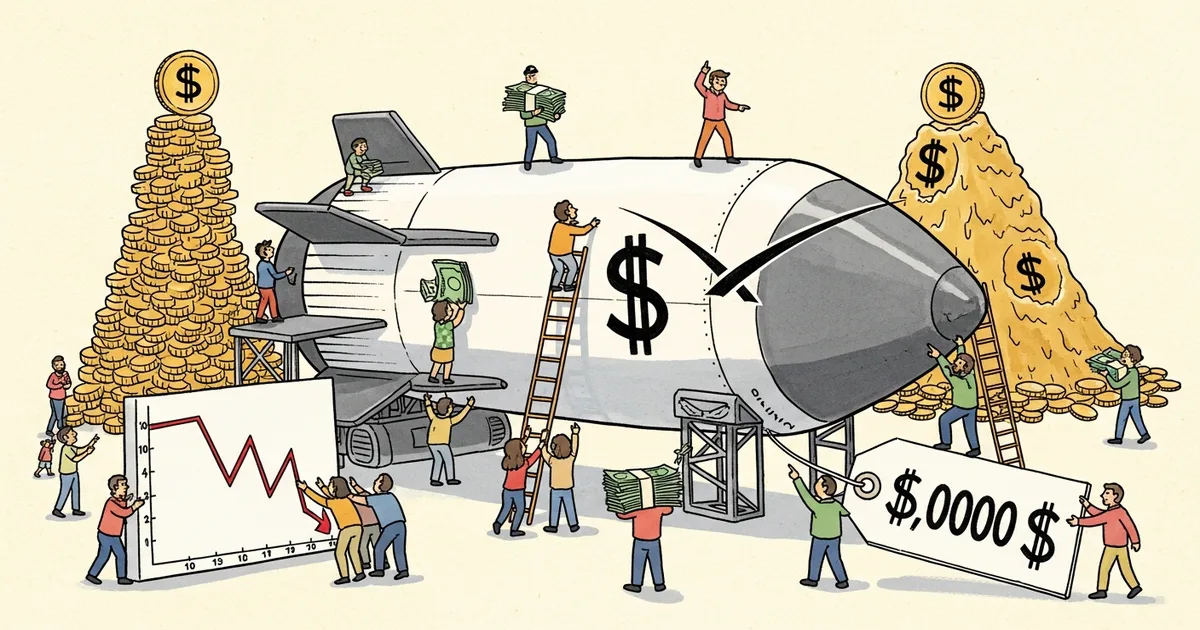Editorial illustration for: SpaceX Lost $4.28 Billion in Q1 2026 — And Still Wants $1.75 Trillion