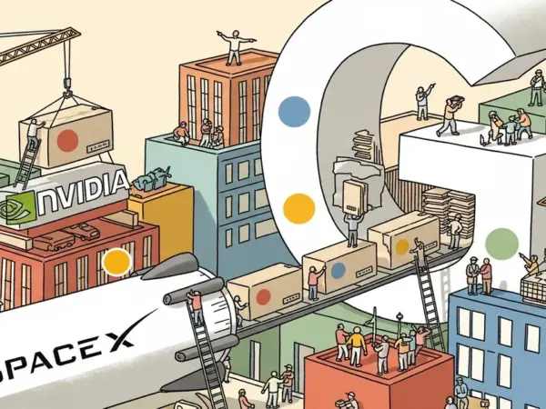 Editorial illustration for: SpaceX Signs $920 Million-a-Month Deal to Supply Google 110,000 Nvidia Chips