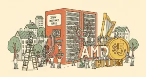 Editorial illustration for: AMD to Invest Up to $5B in Anthropic for 2GW of Instinct GPUs