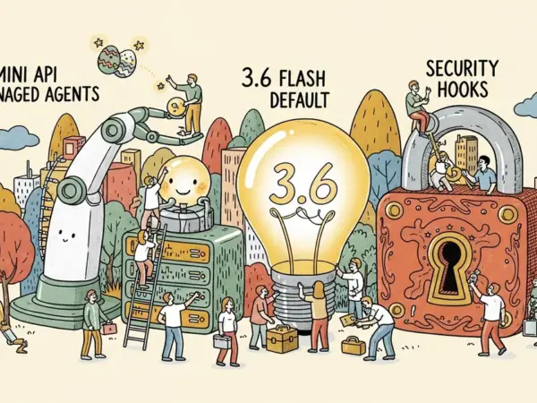Editorial illustration for: Google's Gemini API Managed Agents Add 3.6 Flash Default and Security Hooks