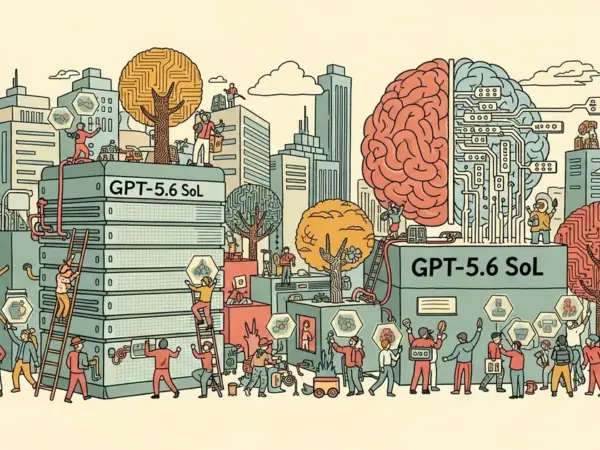 Editorial illustration for: OpenAI Says GPT-5.6 Sol Autonomously Post-Trained Its Luna Model