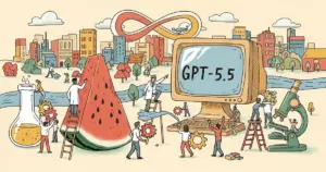 Editorial illustration for: Meta's Wang Says 'Watermelon' Model Matches GPT-5.5 Mid-Training
