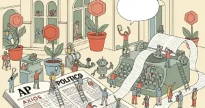 Editorial illustration for: OpenAI Details How AP, POLITICO and Axios Use Its Models in Newsrooms