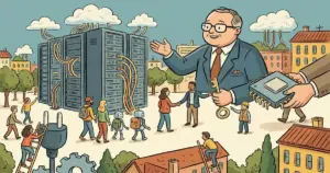 Editorial illustration for: AI Startups Are Being Told to Bring a Big-Tech Guarantor to Rent a Data Center