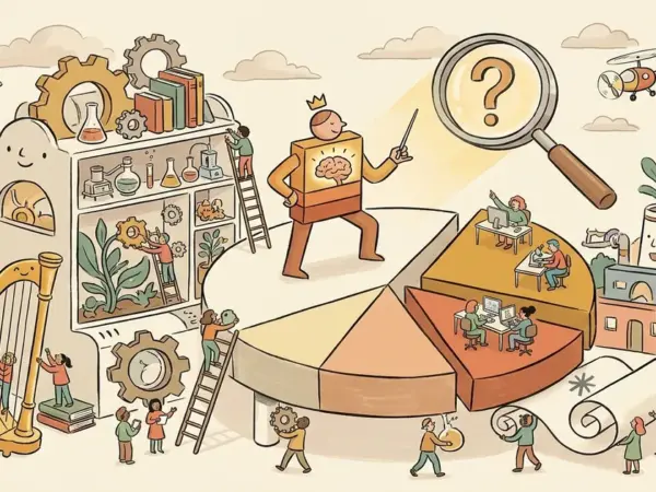 Editorial illustration for: Anthropic Says Claude Now 'Leads' a Quarter of Its Research — With a Big Caveat