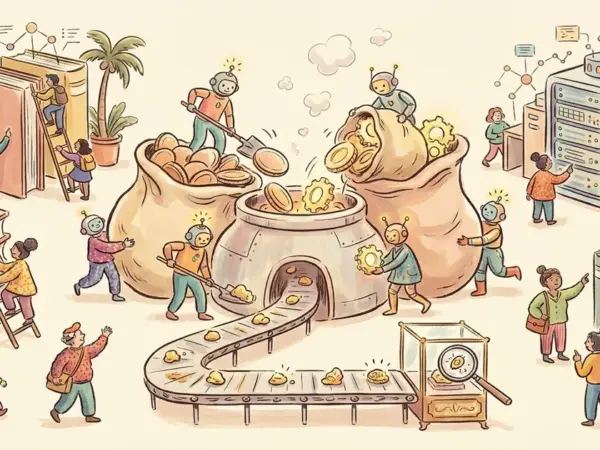 Editorial illustration for: AI agent teams waste massive tokens for barely measurable quality gains, research finds