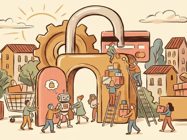 Editorial illustration for: Amex's New Framework Locks In What You Told Your AI Agent to Buy