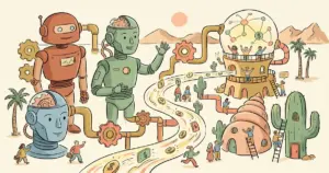 Editorial illustration for: The Biggest Pro-AI Super PAC Network Routed Millions Through Nevada Shell Companies