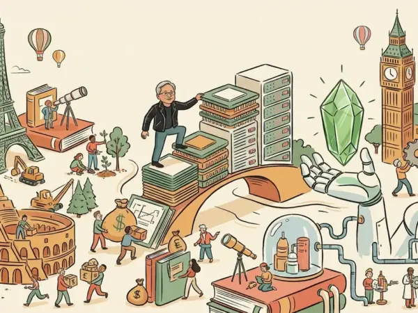 Editorial illustration for: Nvidia's Jensen Huang Pledges $2 Billion for Europe, $250 Million for UK AI Safety Labs