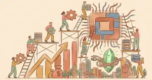Editorial illustration for: Nvidia Hits First Record Since May as Its Value Nears $6 Trillion