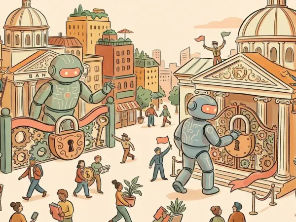 Editorial illustration for: Morgan Stanley, JPMorgan, and Other Major Banks Block AI Agents From Customer Logins